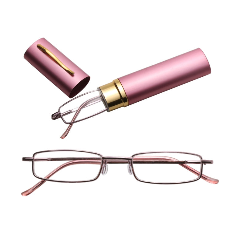 Reading Glasses Metal Spring Foot Portable Presbyopic Glasses with Tube Case, Series 2 Reluova