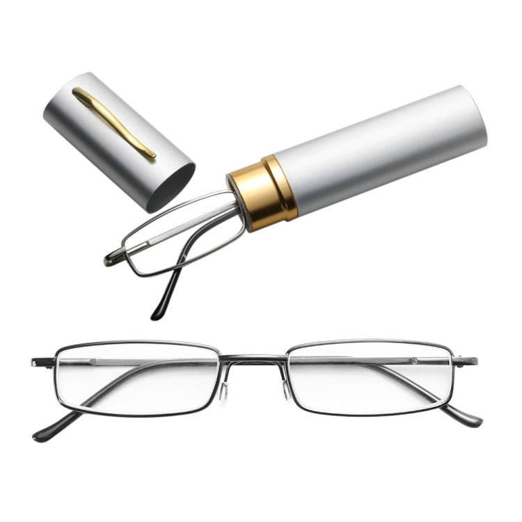 Reading Glasses Metal Spring Foot Portable Presbyopic Glasses with Tube Case, Series 2 Reluova