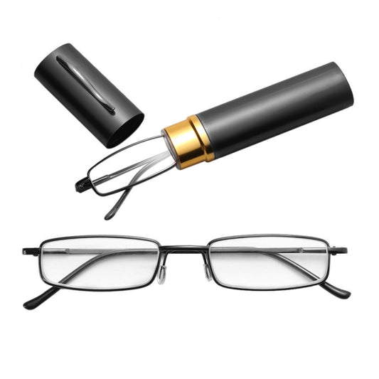 Reading Glasses Metal Spring Foot Portable Presbyopic Glasses with Tube Case, Series 2