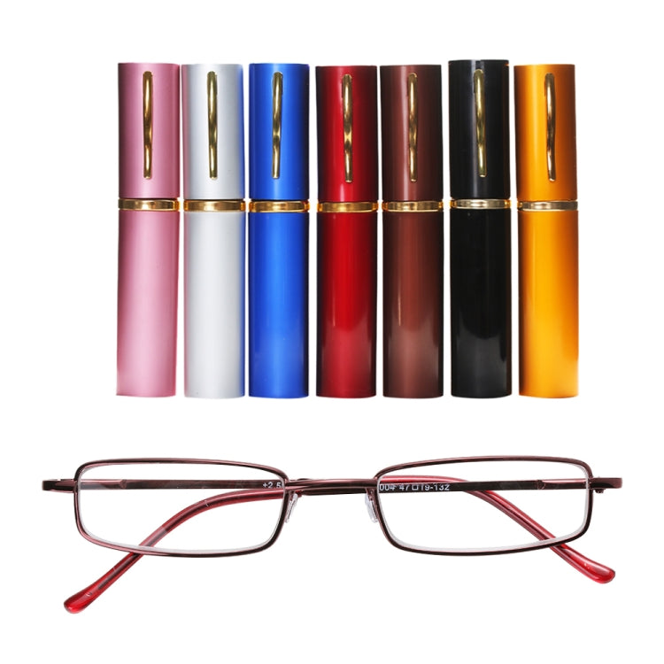 Reading Glasses Metal Spring Foot Portable Presbyopic Glasses with Tube Case, Series 2 Reluova