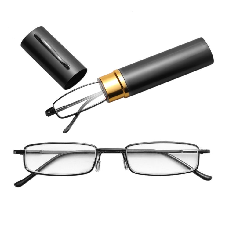 Reading Glasses Metal Spring Foot Portable Presbyopic Glasses with Tube Case, Series 1 Reluova