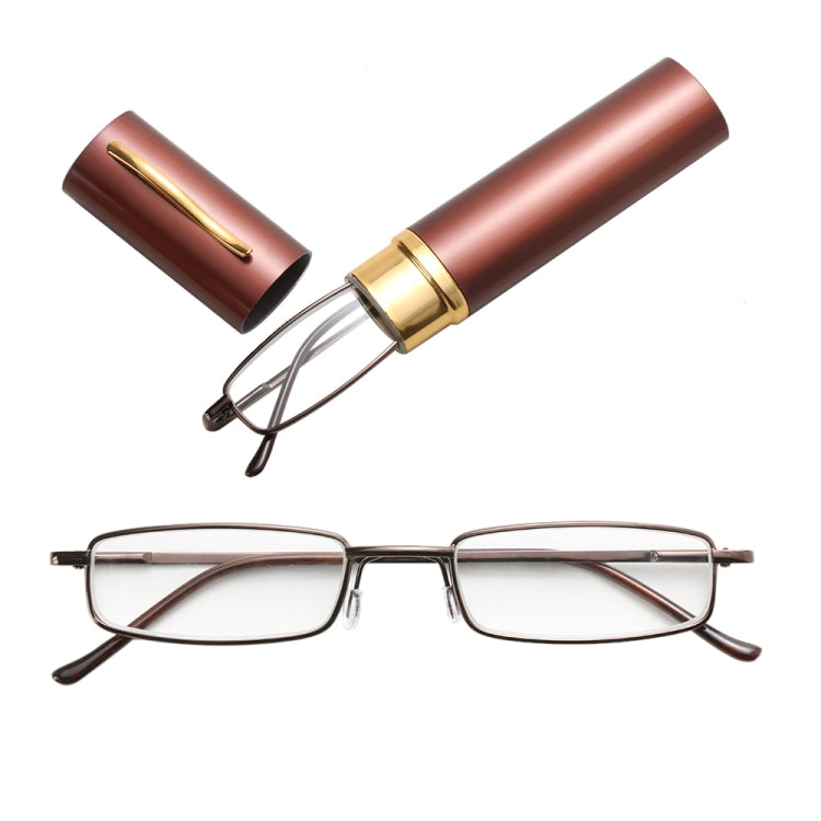 Reading Glasses Metal Spring Foot Portable Presbyopic Glasses with Tube Case, Series 1 Reluova