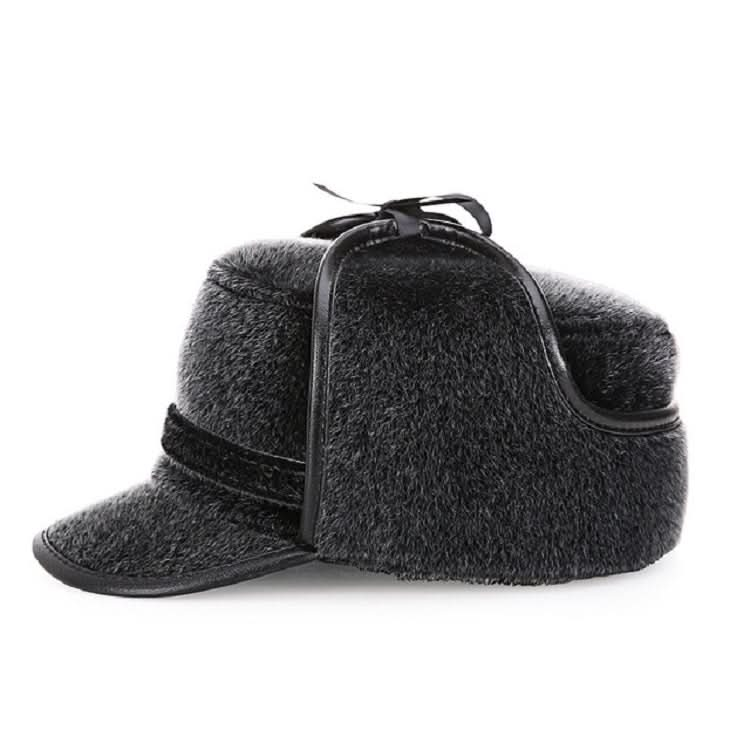 Autumn and Winter Imitation Mink Fur Warm Bombrt Hats Flight Cap for Middle-aged Men Reluova