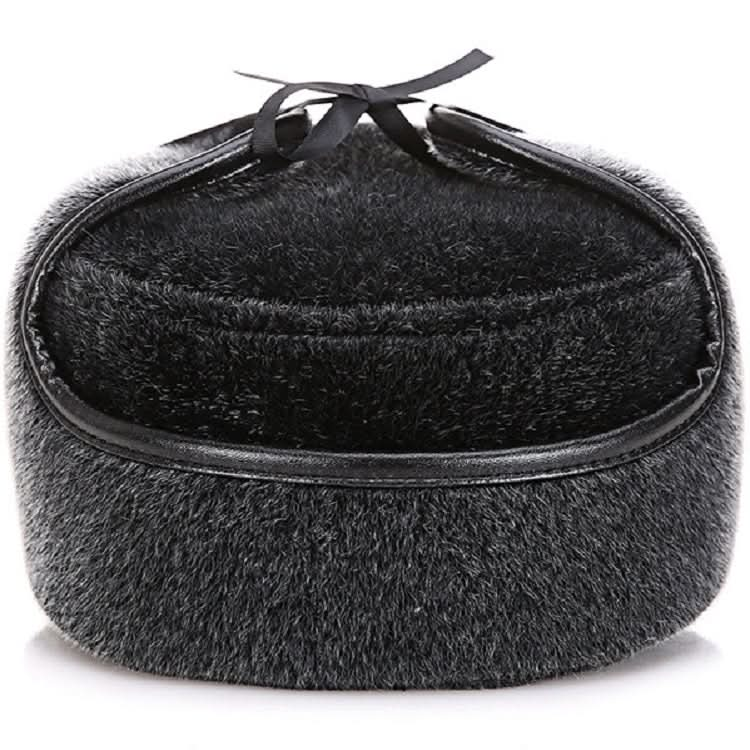 Autumn and Winter Imitation Mink Fur Warm Bombrt Hats Flight Cap for Middle-aged Men Reluova