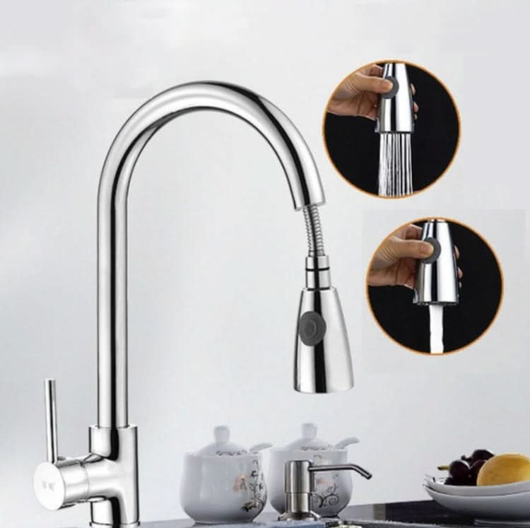 Kitchen Pull-out Faucet Hot And Cold Home 304 Stainless Steel Retractable Rotating Faucet - Reluova