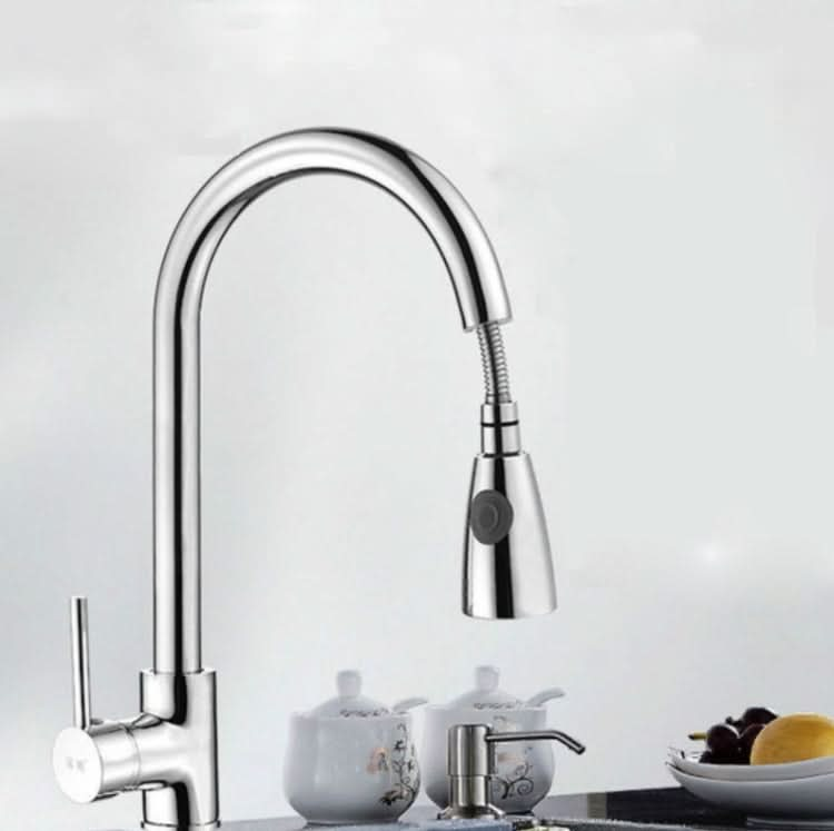 Kitchen Pull-out Faucet Hot And Cold Home 304 Stainless Steel Retractable Rotating Faucet - Reluova