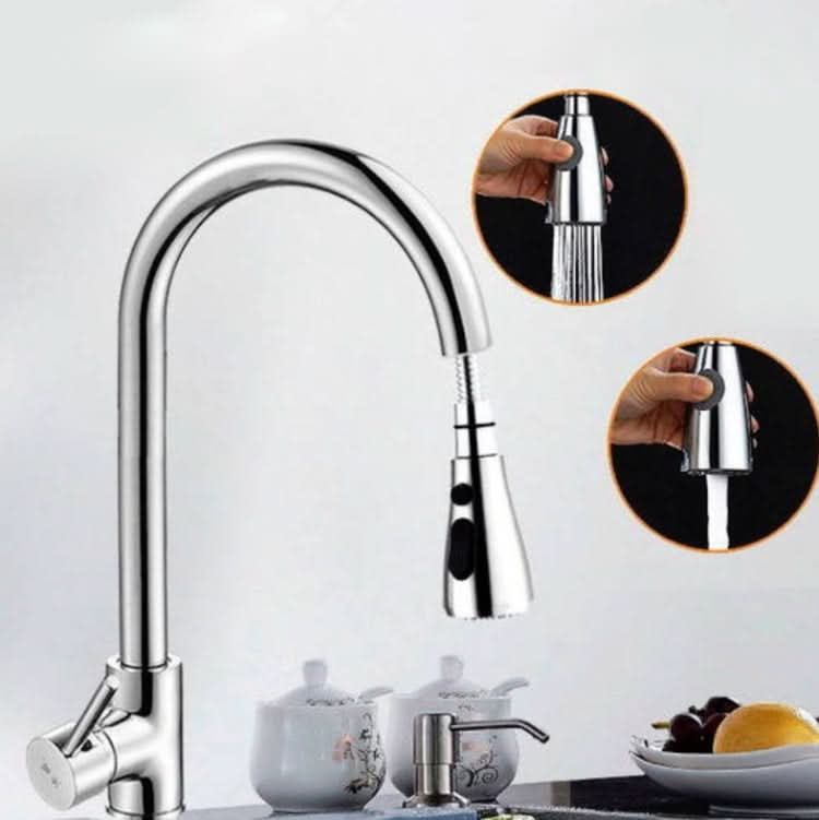 Kitchen Pull-out Faucet Hot And Cold Home 304 Stainless Steel Retractable Rotating Faucet - Reluova