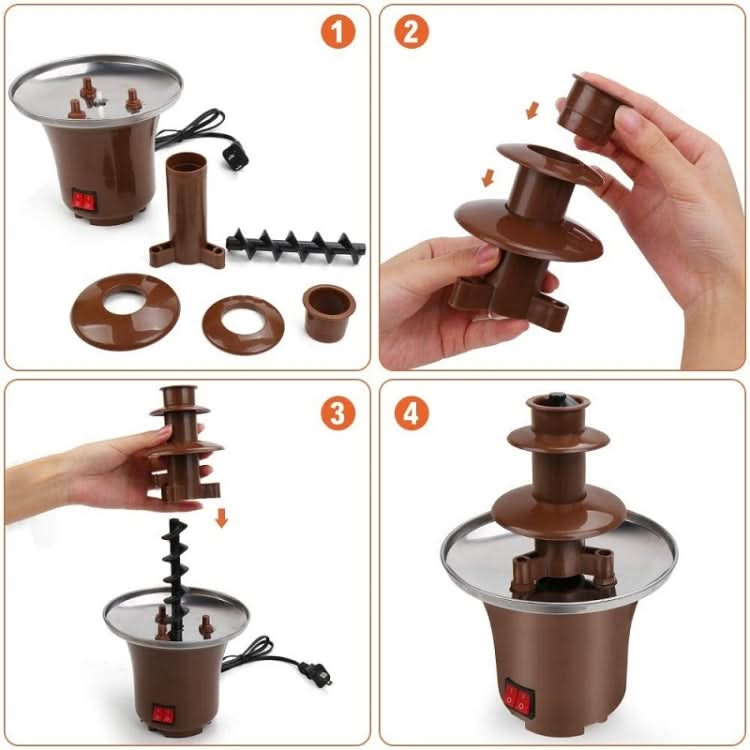 Mini Three-Layer Stainless Steel Chocolate Fountain Machine DIY Children Party Kitchen Utensils,