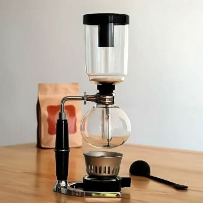 Classic Siphon Coffee Pot Black Handle Glass Syphon Pot for 5 People, Size:37.5x11.3cm - Reluova