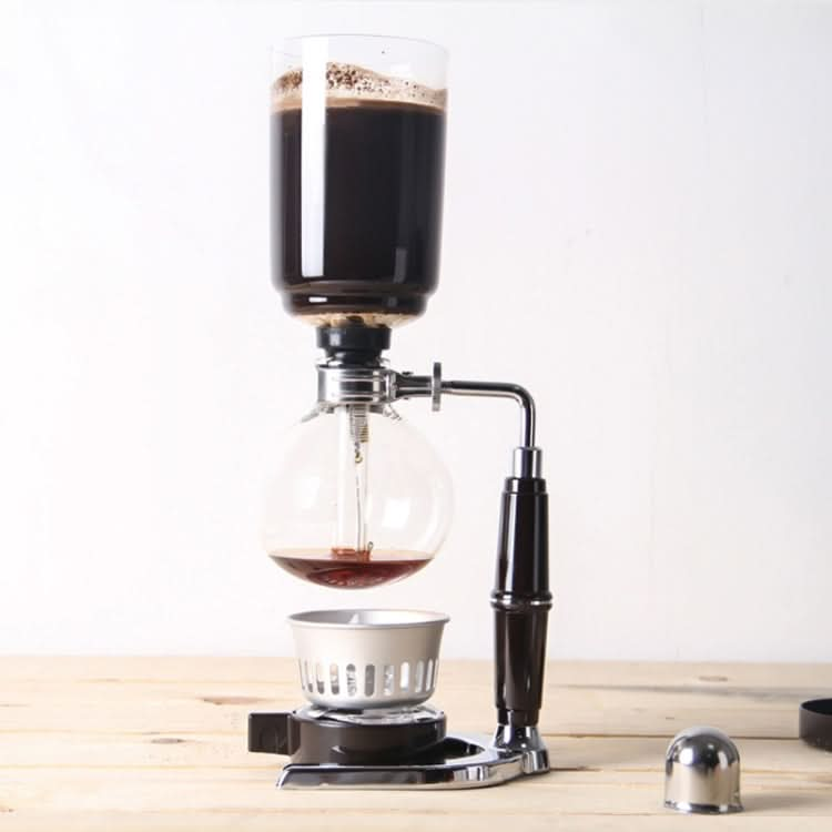 Classic Siphon Coffee Pot Black Handle Glass Syphon Pot for 5 People, Size:37.5x11.3cm - Reluova