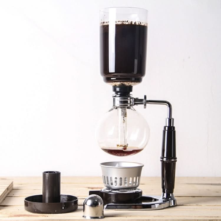 Classic Siphon Coffee Pot Black Handle Glass Syphon Pot for 5 People, Size:37.5x11.3cm - Reluova