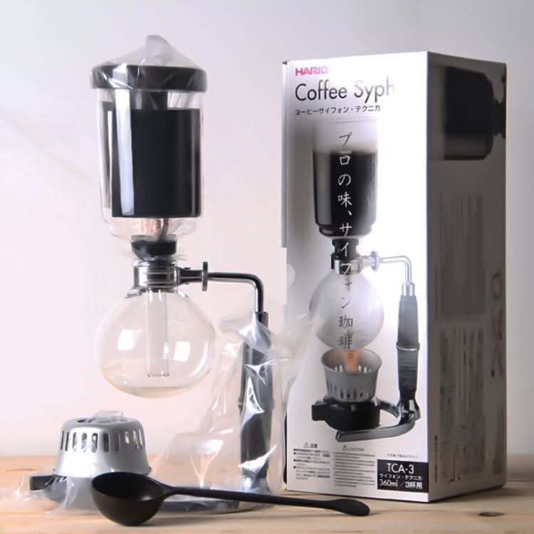 Classic Siphon Coffee Pot Black Handle Glass Syphon Pot for 5 People, Size:37.5x11.3cm - Reluova