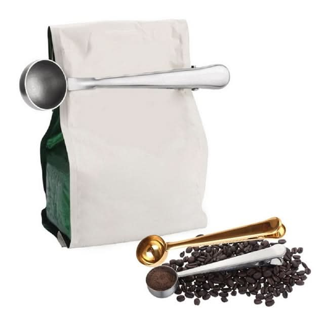 Multifunction Kitchen Coffee Scoop With Clip Stainless Steel Tea Coffee Measuring Cup Coffee Scoop - Reluova