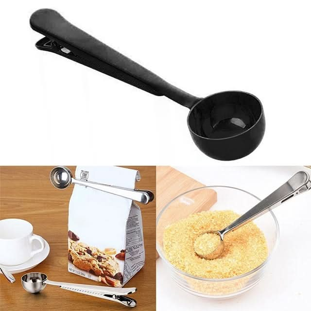 Multifunction Kitchen Coffee Scoop With Clip Stainless Steel Tea Coffee Measuring Cup Coffee Scoop - Reluova