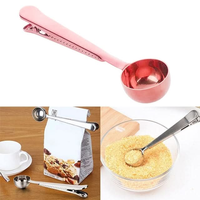 Multifunction Kitchen Coffee Scoop With Clip Stainless Steel Tea Coffee Measuring Cup Coffee Scoop - Reluova