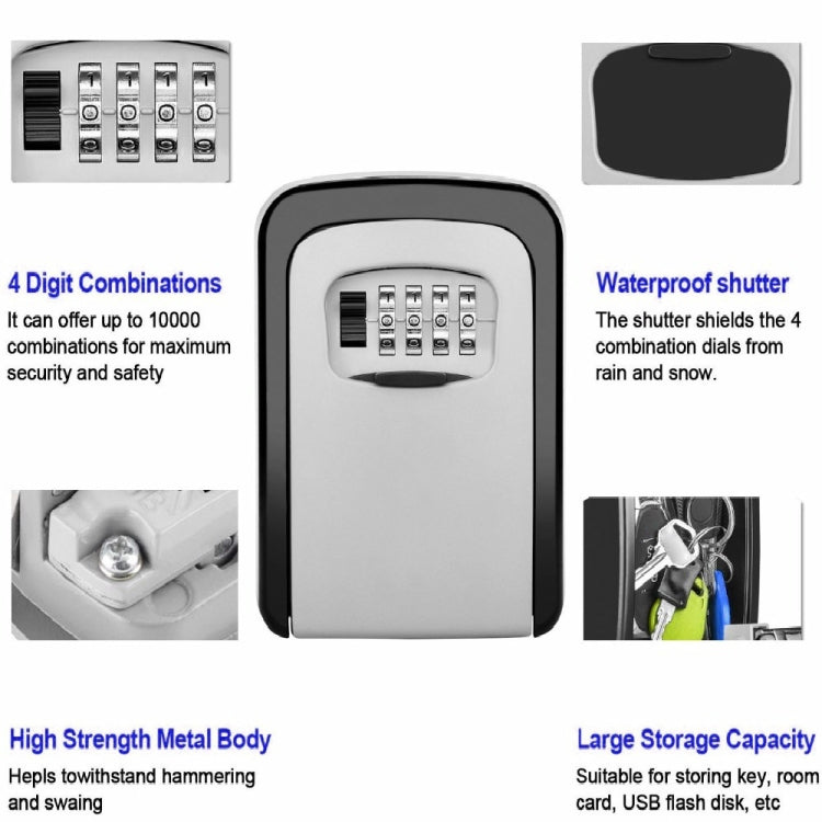 Safety Home Durable Storage Box Key Hider 4 Digit Security Secret Code Lock Wall Mounted Combination Password Keys Box