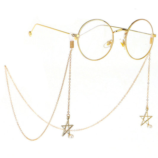 Non-slip Metal Glasses Pendant with Pearl Pendant Glasses Chain