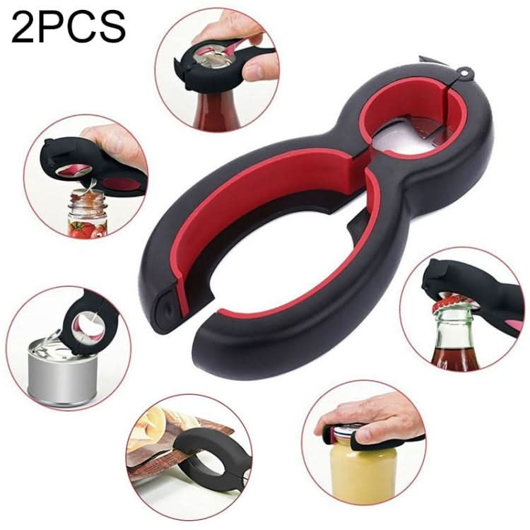 2 PCS 6 in 1 Multi-Function Twist Bottle Opener All in One Jar Gripper Wine Beer Lid Twist Off Jar Opener Claw-Reluova