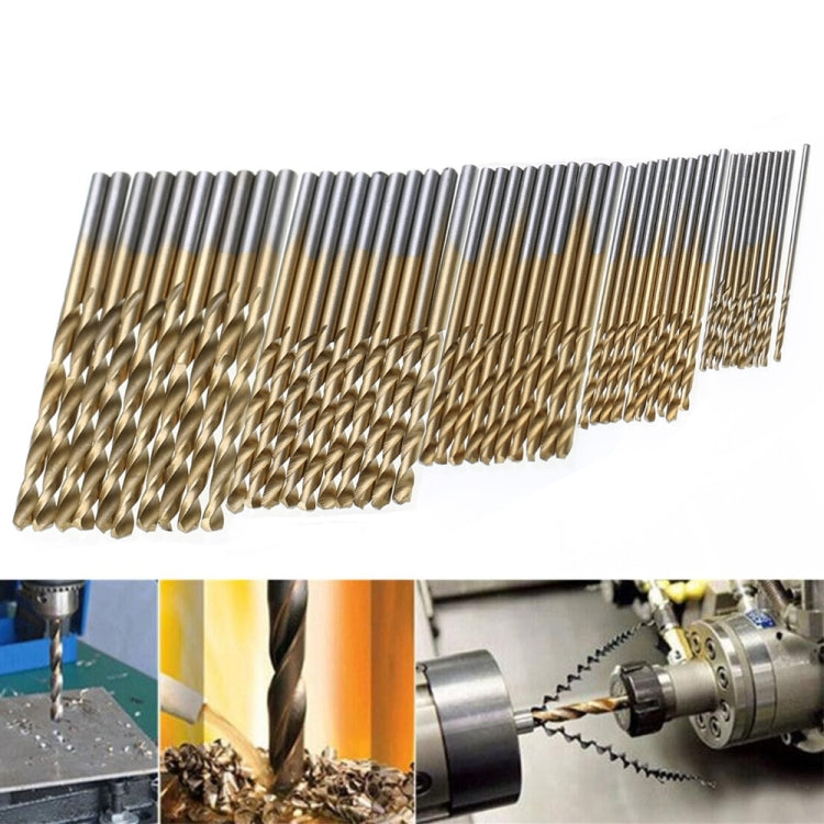 50 PCS/Set Titanium Coated Drill Bits High Speed Steel Drill Bit Set Power Drilling Tools