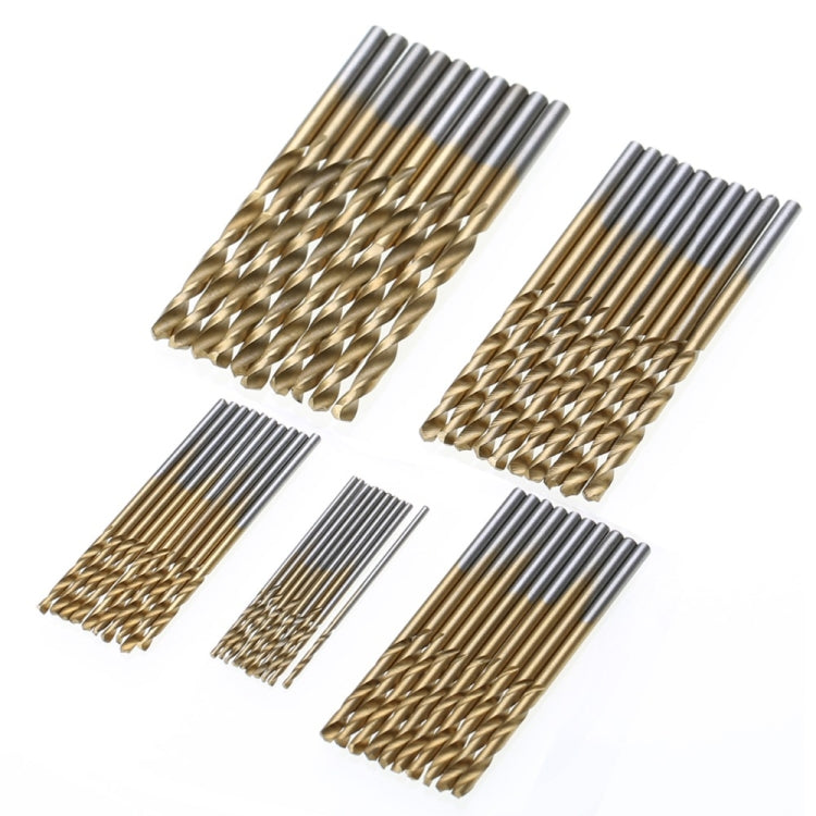 50 PCS/Set Titanium Coated Drill Bits High Speed Steel Drill Bit Set Power Drilling Tools