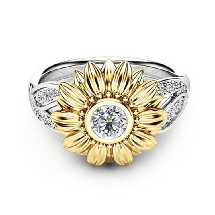 Fashion Female Cute Sunflower Crystal Rings for Women Reluova