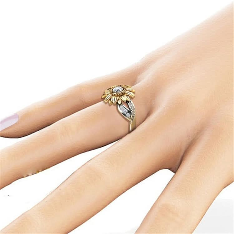 Fashion Female Cute Sunflower Crystal Rings for Women Reluova