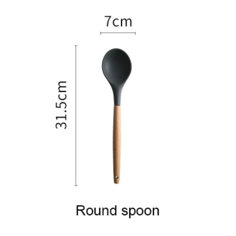 Silicone Wood Handle Spatula Heat-resistant Soup Spoon Non-stick Special Cooking Shovel Kitchen Tools - Reluova