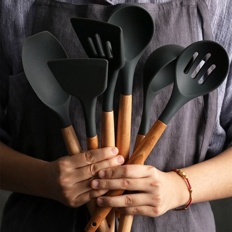 Silicone Wood Handle Spatula Heat-resistant Soup Spoon Non-stick Special Cooking Shovel Kitchen Tools - Reluova