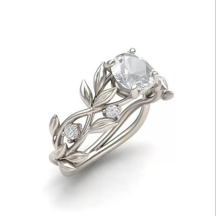 Crystal Vine Leaf Design Engagement Ring Fashion For Women Jewelry Reluova