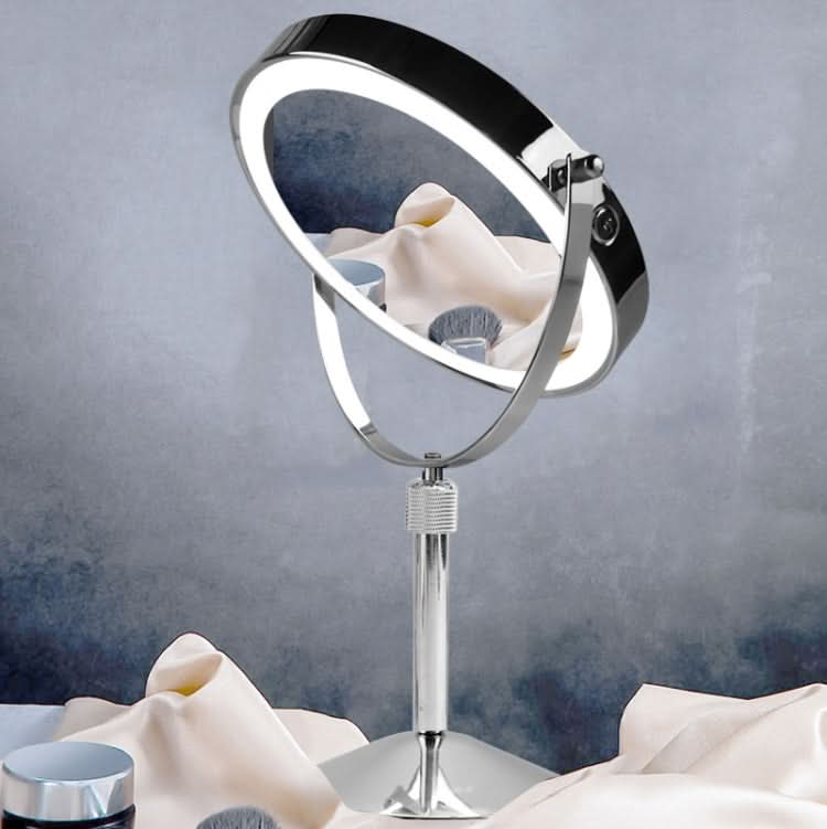 Desktop Double-SidedRound LED Luminous Makeup Mirror Liftable Magnifying Mirror Reluova