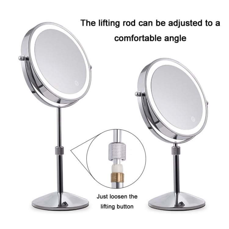 Desktop Double-SidedRound LED Luminous Makeup Mirror Liftable Magnifying Mirror Reluova