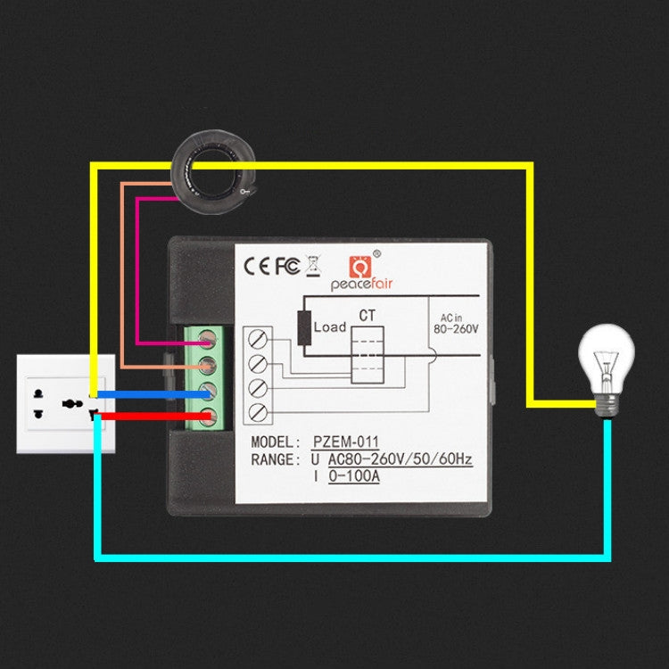 peacefair PZEM-011 AC Digital Display Multi-function Voltage and Current Meter Electrician Instrument