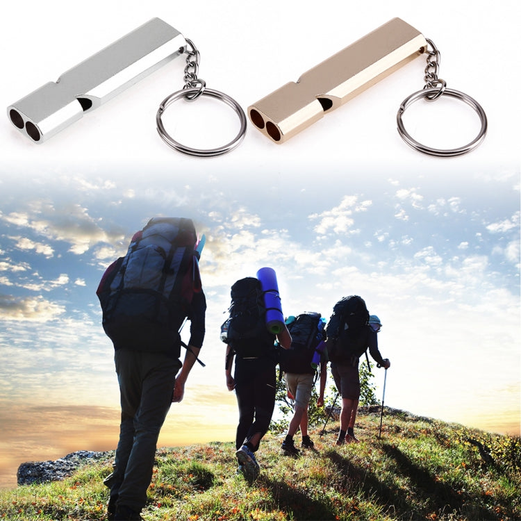 Mini Portable 120db Double Pipe High Decibel Outdoor Camping Hiking Survival Whistle Double-frequency Emnergecy Whistle Keychain