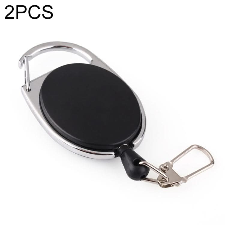 2 PCS Retractable Pull Badge Reel Zinc Alloy ABS ID Lanyard Name Tag Card Badge Key Ring Chain Clips-Reluova