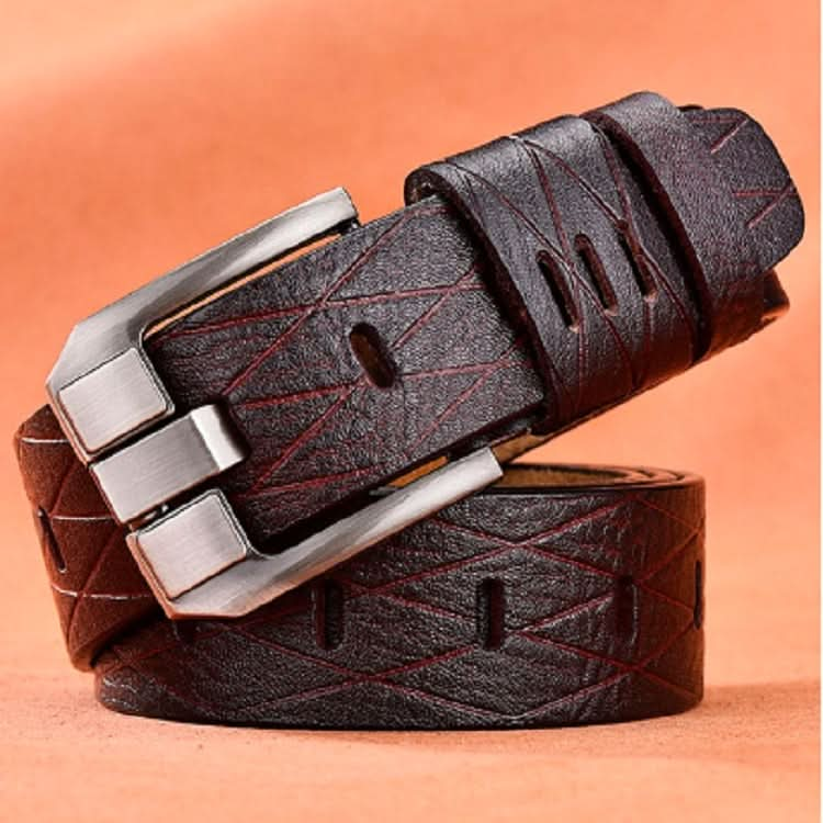 Men Vintage Crocodile Textured Leather Belt Reluova