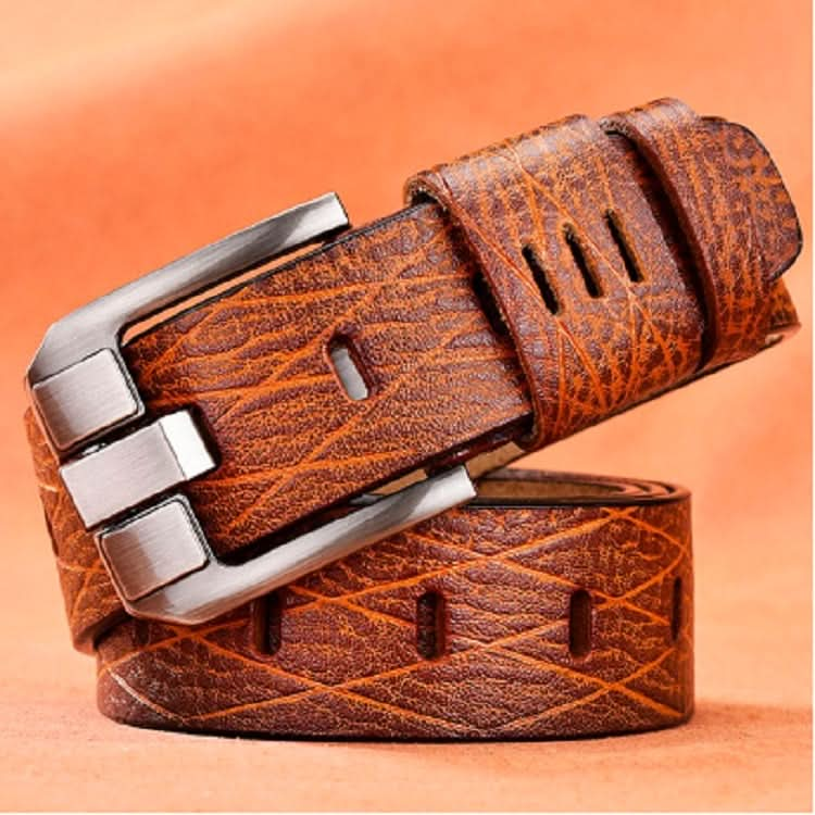 Men Vintage Crocodile Textured Leather Belt Reluova