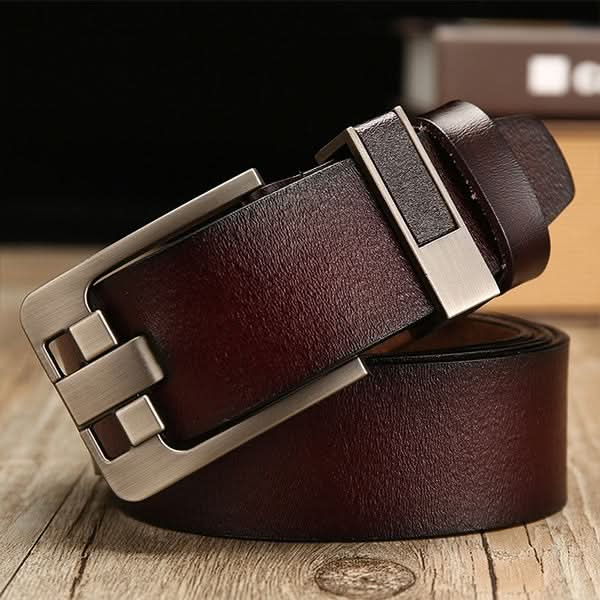 Vintage Lacquered Genuine Leather Pin Buckle Waistband for Men Reluova