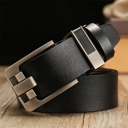 Vintage Lacquered Genuine Leather Pin Buckle Waistband for Men Reluova