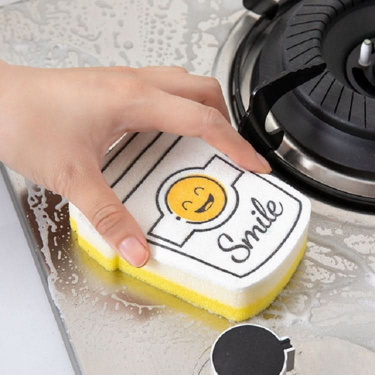 4 PCS/Set Cartoon Smiley Dishwashing Sponge Wipe Kitchen Double-sided Scouring Pad-Reluova