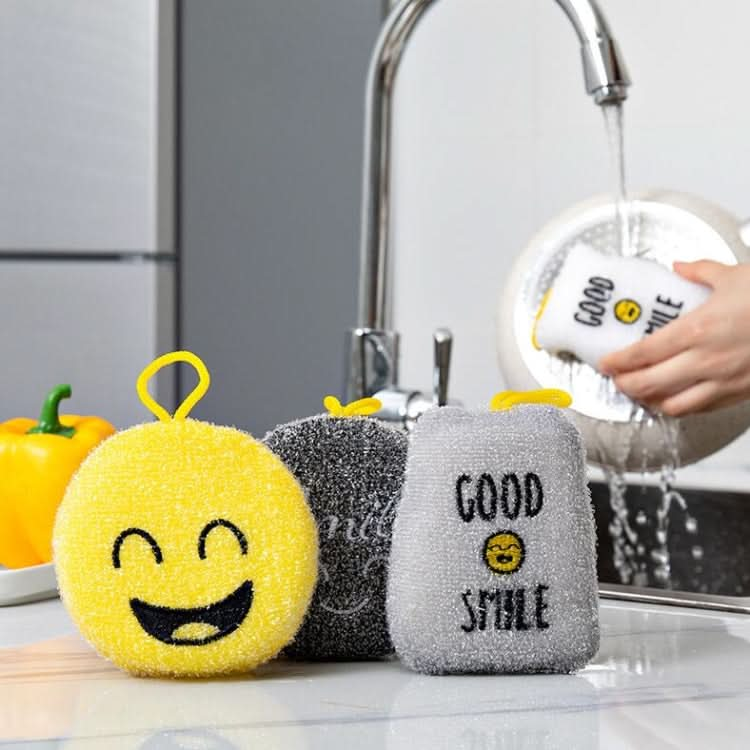 4 PCS/Set Cartoon Smiley Dishwashing Sponge Wipe Kitchen Double-sided Scouring Pad-Reluova