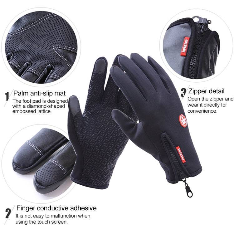 Cycling Gloves Full Finger Neoprene PU Breathable Leather Warm Winter Outdoor Sports Gloves Reluova