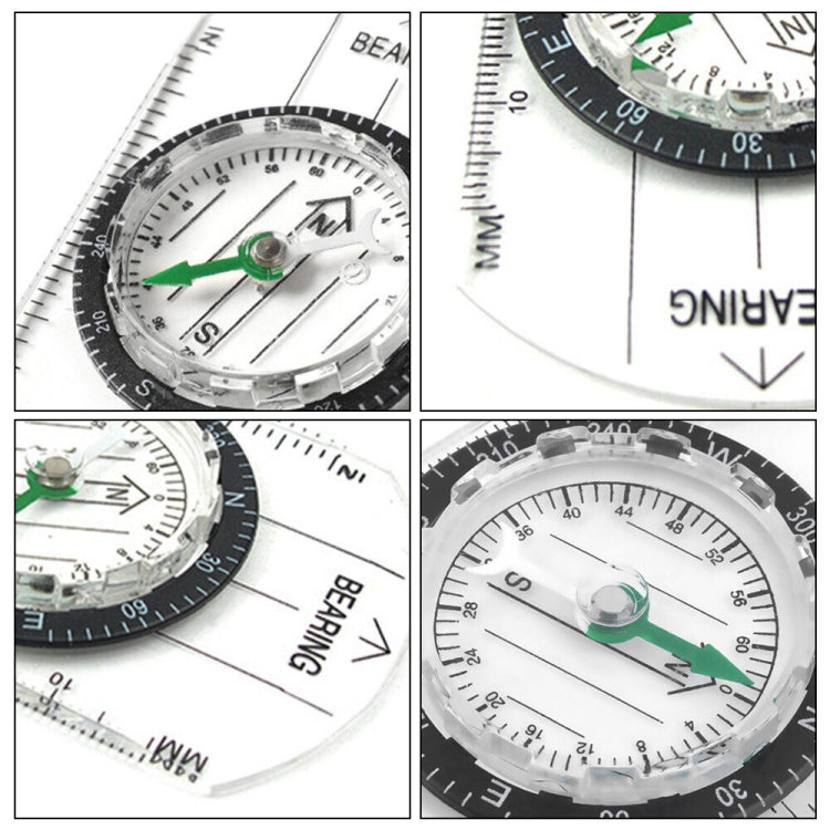 Professional Mini Compass Map Scale Ruler Multifunctional Equipment Outdoor Hiking Camping Survival Reluova