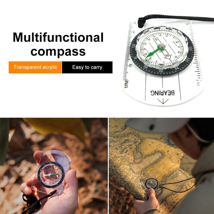 Professional Mini Compass Map Scale Ruler Multifunctional Equipment Outdoor Hiking Camping Survival Reluova