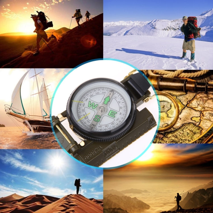 Portable Folding Army Green Lens Compass Multifunction Mini Camping Climbing Outdoor Tool Reluova