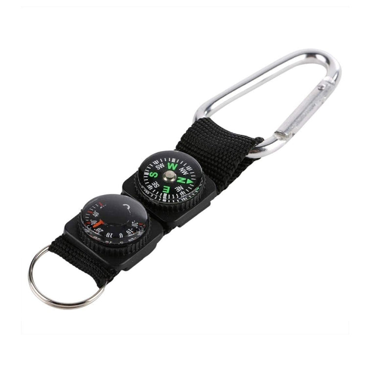 3 in 1 Camping Climbing Hiking Mini Carabiner with Keychain Compass Thermometer Hanger Key Ring Black-Reluova