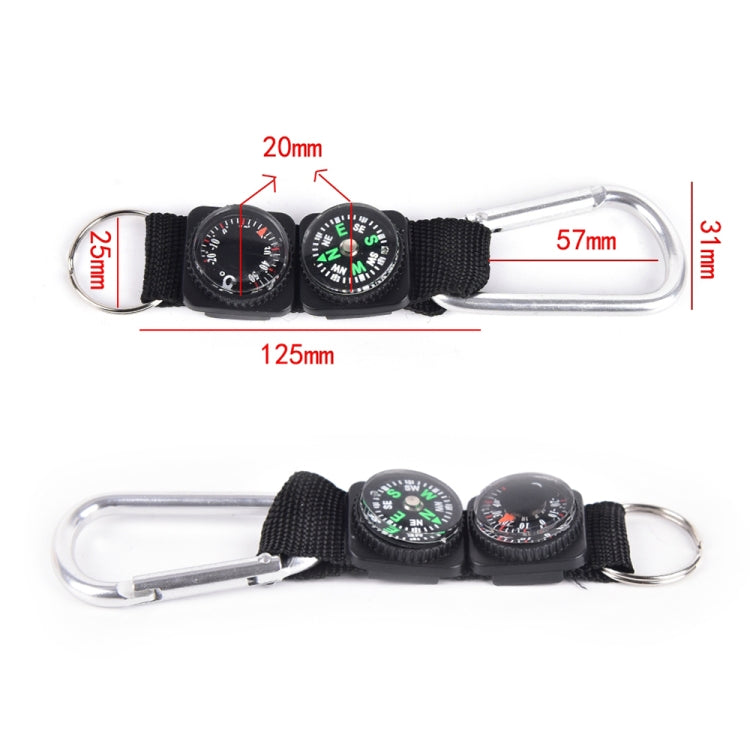 3 in 1 Camping Climbing Hiking Mini Carabiner with Keychain Compass Thermometer Hanger Key Ring Black-Reluova