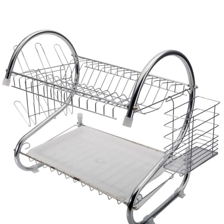 2 Tiers Kitchen Dish Drying Rack Drainer Dryer Tray Cultery Holder - Reluova