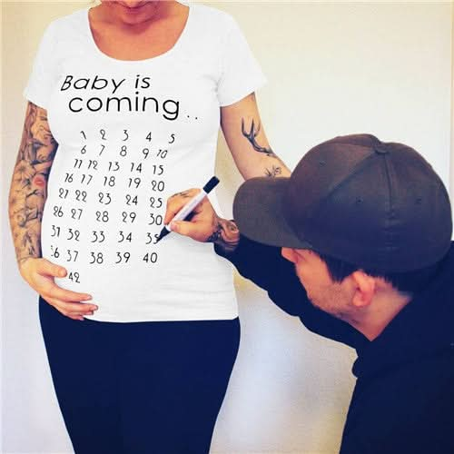 Print Women Maternity Clothing Pregnant Short T shirt Funny Top Reluova