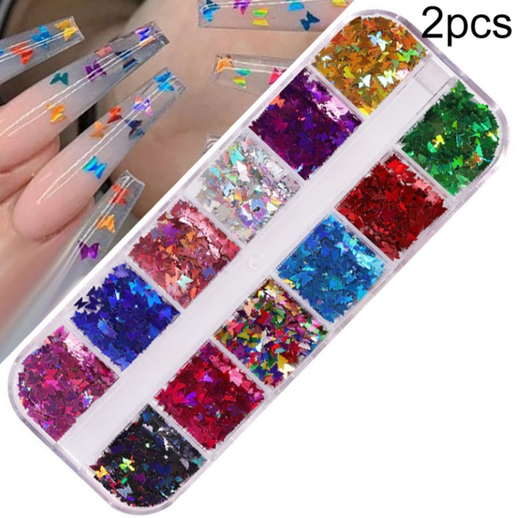 2 PCS Nail Art Butterfly Laser Symphony Sequins Reluova