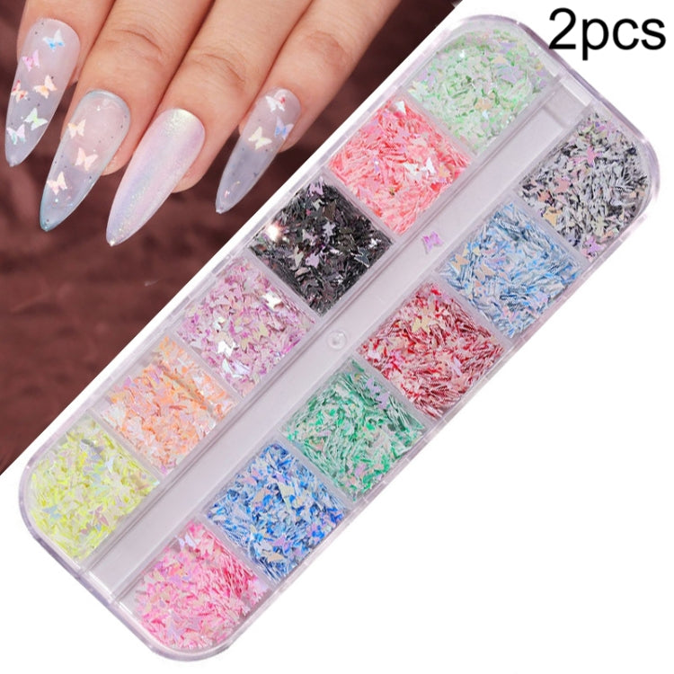 2 PCS Nail Art Butterfly Laser Symphony Sequins Reluova